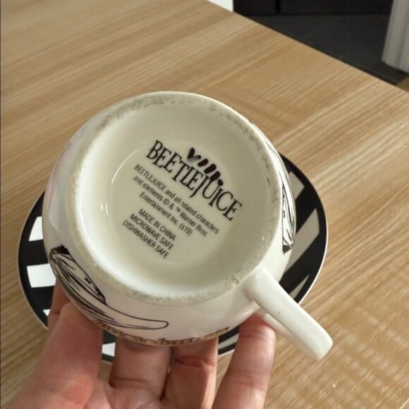 Beetlejuice Black and White Teacup and Saucer - Picture 3 of 4
